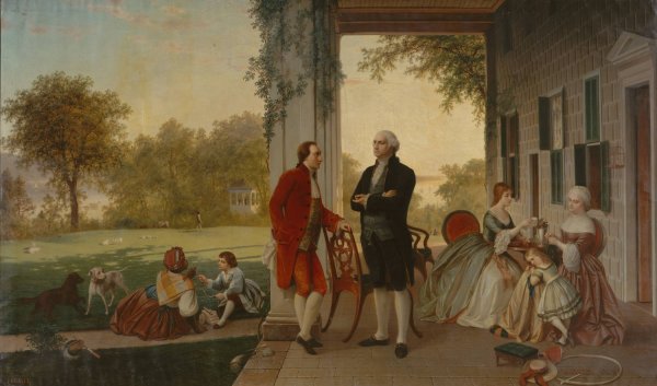Washington and Lafayette at Mount Vernon, 1784  by Thomas Prichard Rossiter - Hand-Painted Oil Painting Reproduction