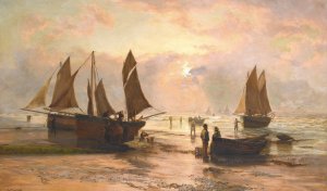 Morning Hastings Beach by Thomas Rose Miles Oil Painting