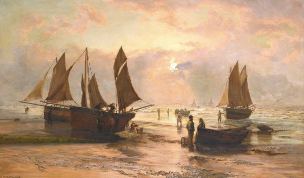 Morning Hastings Beach by Thomas Rose Miles - Hand-Painted Oil Painting Reproduction