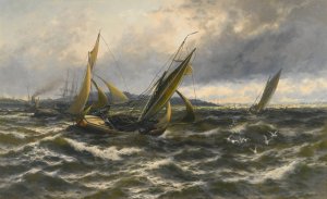 Wind And Sea Rising, Off The Isle Of Sheppey by Thomas Rose Miles Oil Painting