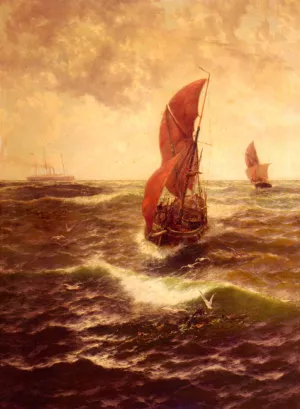 With Fair Wind and Flowing Sheet by Thomas Rose Miles - Oil Painting Reproduction