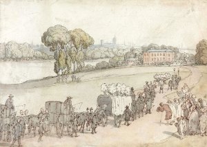 A Funeral Procession by Thomas Rowlandson Oil Painting