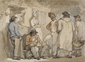 At the inn door by Thomas Rowlandson Oil Painting