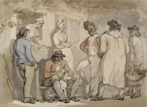 At the inn door by Thomas Rowlandson Oil Painting