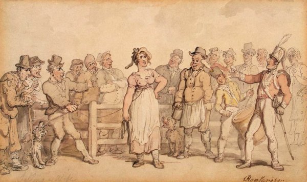 Selling a Wife by Thomas Rowlandson - Hand-Painted Oil Painting Reproduction