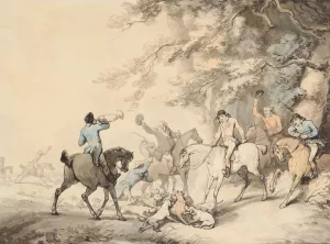 The Death Of The Fox by Thomas Rowlandson Oil Painting