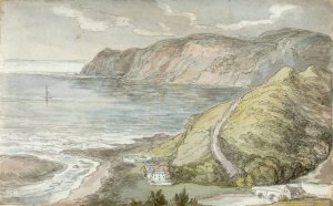 View from the Inn at Lynton by Thomas Rowlandson Oil Painting