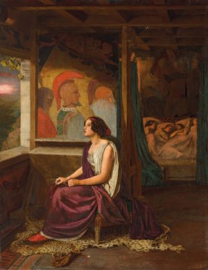 Penelope 'Then During the Day She Wove the Large Web, Which at Night She Unravelled' The Odyssey by Thomas Seddon Oil Painting