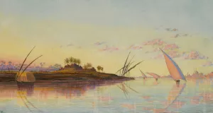 View On The Nile Near Cairo, Egypt by Thomas Seddon Oil Painting
