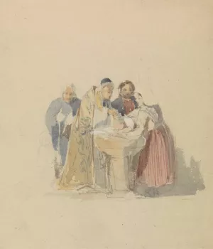 A Christening by Thomas Shotter Boys Oil Painting