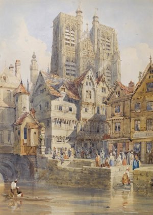 Abbeville, With The Church Of St. Vulfran Collegiate Beyond by Thomas Shotter Boys Oil Painting