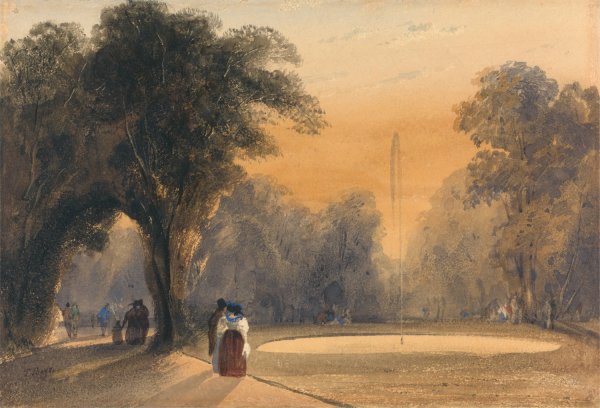 Fountain in the Gardens, Paris; Evening by Thomas Shotter Boys - Hand-Painted Oil Painting Reproduction