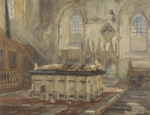 Graftombe van Sir George Broke, Lord Cobham en zijn vrouw Anne  by Thomas Shotter Boys - Hand-Painted Oil Painting Reproduction
