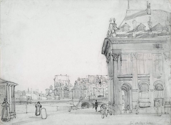 Ile de la Cite from the Institut, Paris  by Thomas Shotter Boys - Hand-Painted Oil Painting Reproduction