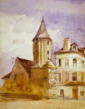La Tour Alexandre en 1827, et la fontaine Saint-Victor by Thomas Shotter Boys Oil Painting