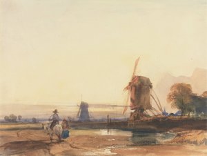 Landscape with Windmills by Thomas Shotter Boys Oil Painting