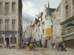 Le carrefour des rue Bailleul et Jean Tison, actuel 1er arrondissement, Paris. by Thomas Shotter Boys Oil Painting