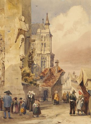 The Cathedral, Bruges by Thomas Shotter Boys Oil Painting