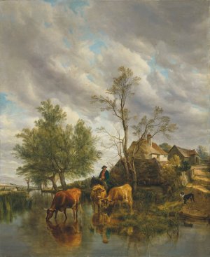 A Brook in the Meadows by Thomas Sidney Cooper Oil Painting