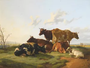 Cattle Grazing In Canterbury Meadows by Thomas Sidney Cooper Oil Painting