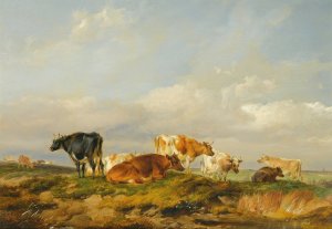 Cattle In A Kent Meadow by Thomas Sidney Cooper Oil Painting