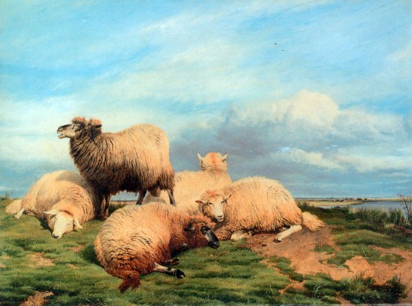 Main Product Photo of Landscape with Sheep Painting by Thomas Sidney Cooper