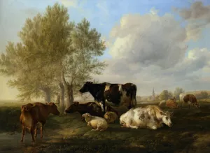 Meadows Near Canterbury by Thomas Sidney Cooper - Oil Painting Reproduction
