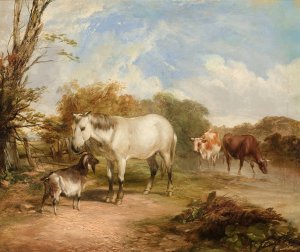 Pastoral Scene with Horse by Thomas Sidney Cooper Oil Painting
