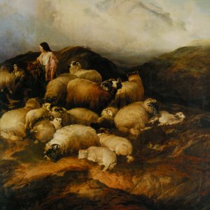 Peasants and Sheep by Thomas Sidney Cooper Oil Painting