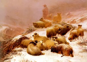 The Chill of Winter by Thomas Sidney Cooper - Oil Painting Reproduction