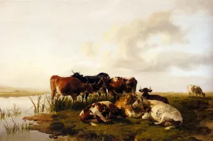The Lowland Herd by Thomas Sidney Cooper Oil Painting
