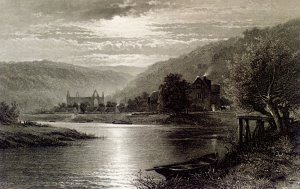 Tintern Abbey, Moonlight On The Wye Oil painting by Thomas Sidney Cooper