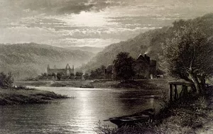 Tintern Abbey, Moonlight On The Wye by Thomas Sidney Cooper Oil Painting