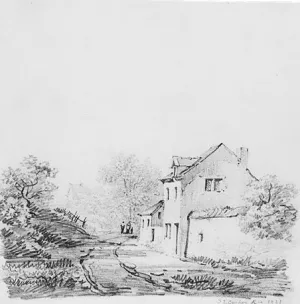 Village Landscape from McGuire Scrapbook by Thomas Sidney Cooper Oil Painting