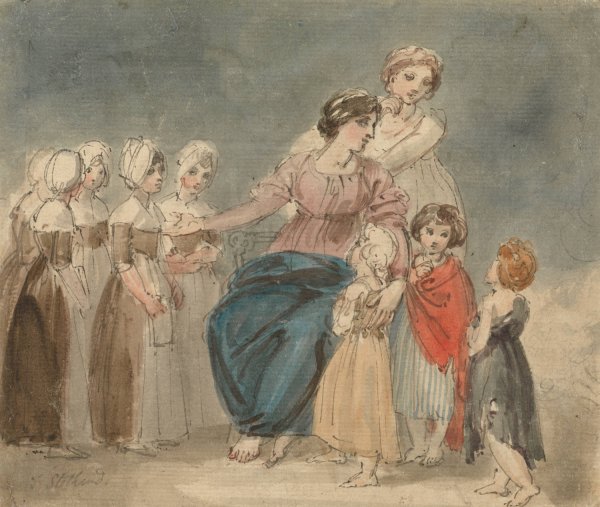 Charity Children and Little Vagabonds by Thomas Stothard - Hand-Painted Oil Painting Reproduction