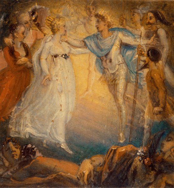 Oberon and Titania from 'A Midsummer Night's Dream', Act IV, Scene i  by Thomas Stothard - Hand-Painted Oil Painting Reproduction