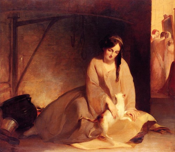 Main Product Photo of Cinderella at the Kitchen Fire Painting by Thomas Sully
