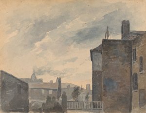 City Scene with Buildings by Thomas Sully Oil Painting