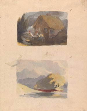 Cottage with Figures in Front by Thomas Sully Oil Painting
