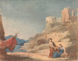 Figures Among Ruins on Hill by Thomas Sully Oil Painting