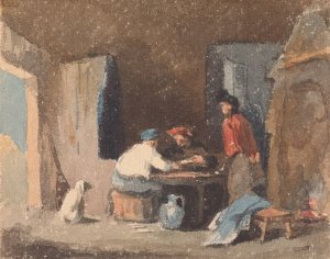 Figures at a Table Inside a Cottage by Thomas Sully Oil Painting