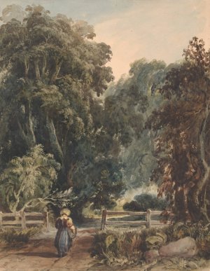 Girl on Lane, Entering Wooded Area by Thomas Sully Oil Painting