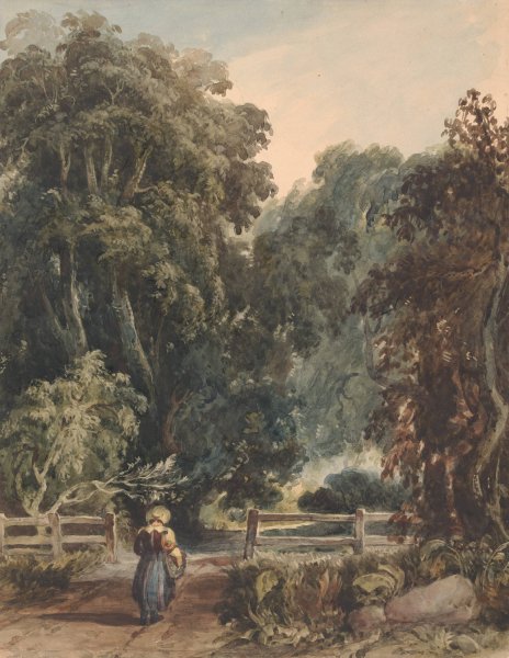 Girl on Lane, Entering Wooded Area  by Thomas Sully - Hand-Painted Oil Painting Reproduction