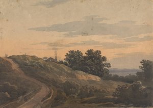 Hilly Landscape with House, Path, and Figures by Thomas Sully Oil Painting
