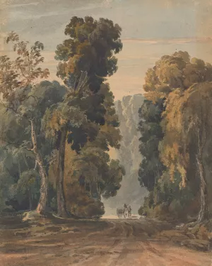 Horse, Cart and Driver on Wide, Tree-lined Lane by Thomas Sully Oil Painting