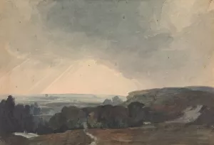Landscape Scene From Hilltop, Looking into Sunlit Valley Oil painting by Thomas Sully