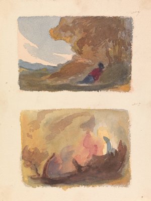 Landscape with Figure Reclining Against Hill - Titian and Venetian School by Thomas Sully Oil Painting