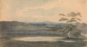 Landscape with Trees and Mountains, Lake in Foreground by Thomas Sully Oil Painting