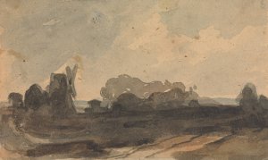 Landscape with Trees and Windmill by Thomas Sully Oil Painting