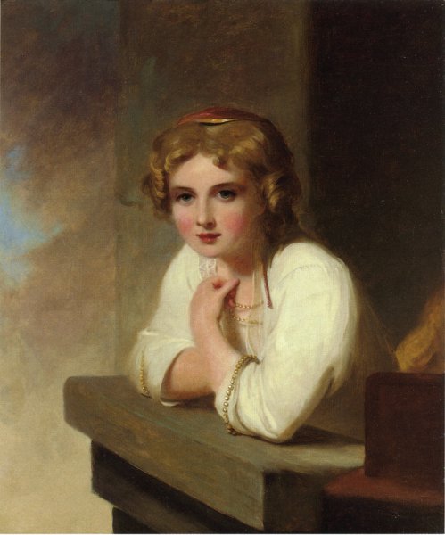 Peasant Girl (after Rembrandt's Young Girl Leaning on a Wiindowsill) by Thomas Sully - Hand-Painted Oil Painting Reproduction